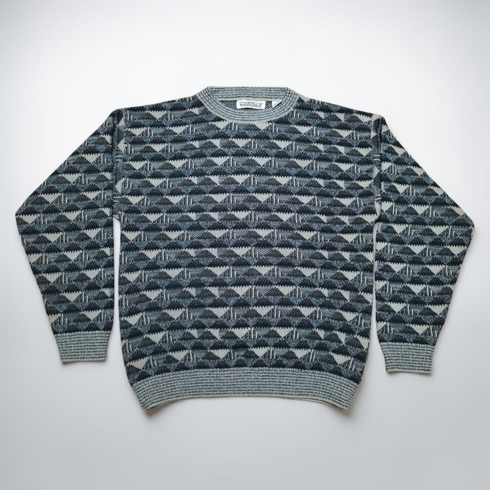 Vintage Natural Issue Argyle Knit Sweatshirt Mens Medium Diamond Pattern Sweater
